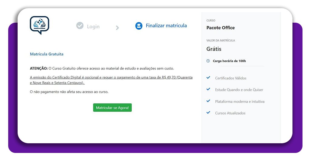 Veja como se inscrever no curso de Pacote Office online grátis 3 Curso de Pacote Office online grátis