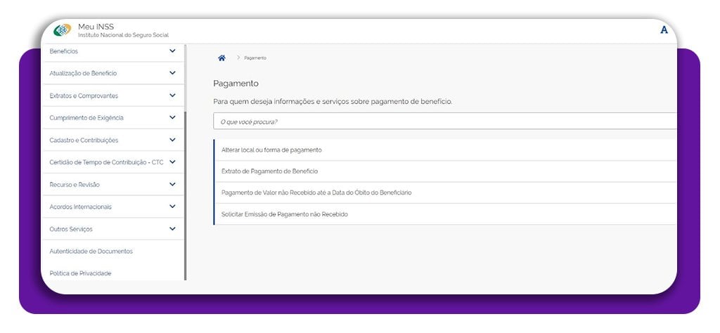 Consultar pagamentos do INSS