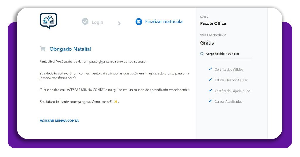 Veja como se inscrever no curso de Pacote Office online grátis 4 Curso de Pacote Office online grátis