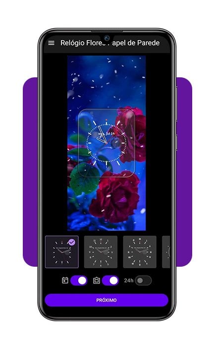 Personalize seu celular com este relógio com fundo de flores 5 Relógio com fundo de flores