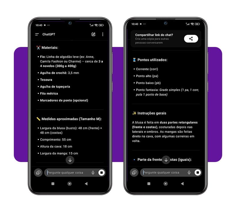 Como criar receita de crochê de qualquer peça com este app 6 Criar receita de crochê