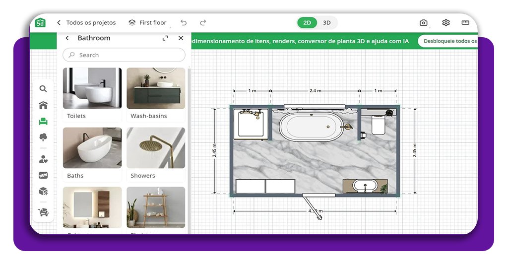 Reforma de banheiro: teste móveis e decoração com facilidade 6 Reforma de banheiro
