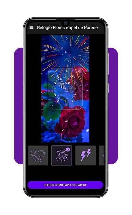 Personalize seu celular com este relógio com fundo de flores 6 Relógio com fundo de flores