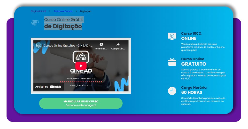 Curso de digitação pela internet
