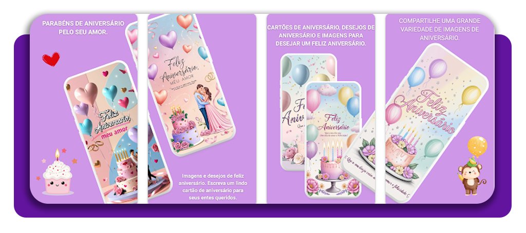 App com +2.000 imagens de Feliz Aniversário para enviar grátis 3 Imagens de Feliz Aniversário
