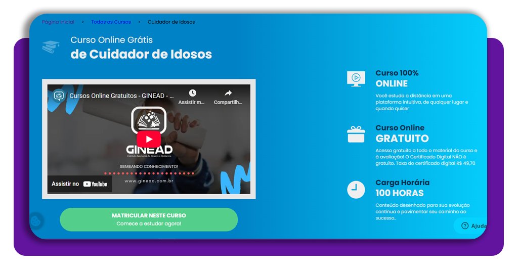 Curso gratuito de cuidador de idosos