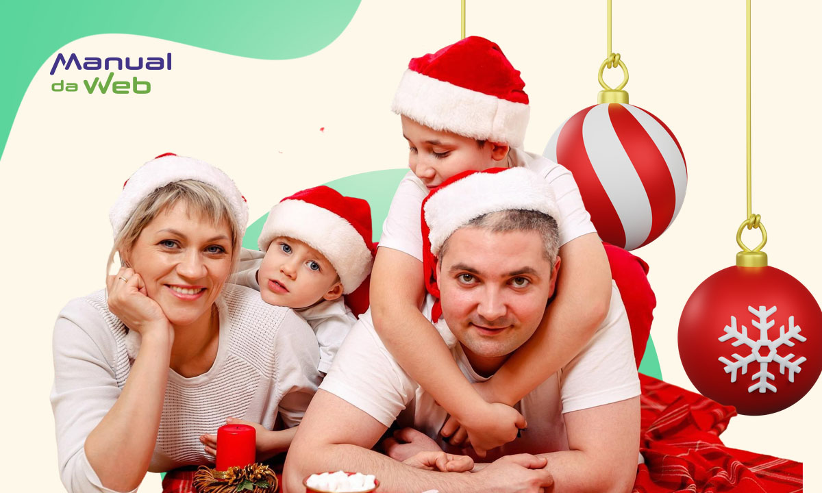 Ensaio de Natal em família: gere fotos profissionais grátis com a IA