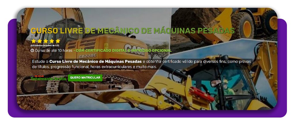 Curso grátis de Mecânico de Máquinas Pesadas