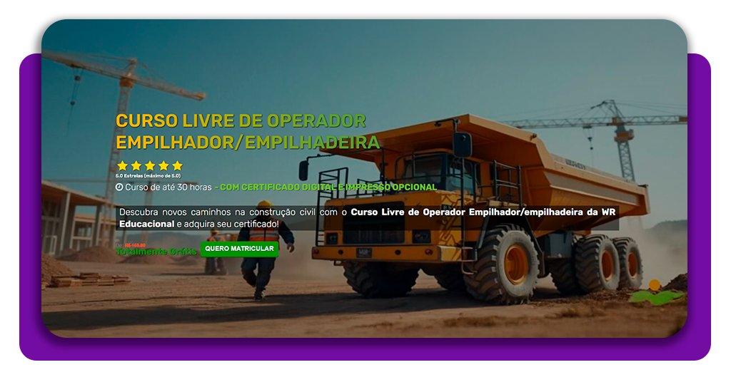 Curso gratuito de empilhadeira