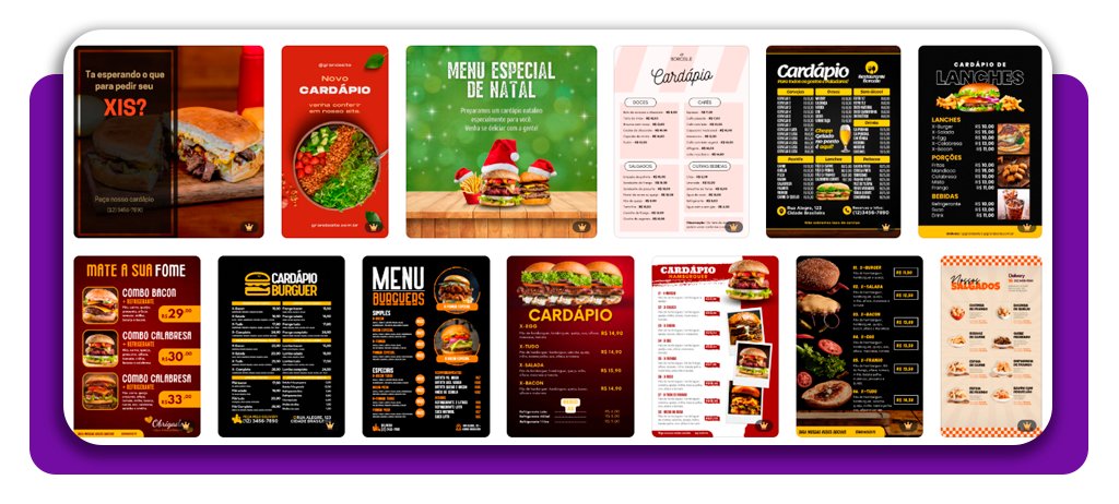 Aplicativo com 150 modelos de cardápio para lancheria para editar 4 Cardápio para lancheria