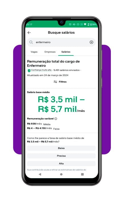 App para pesquisar vagas e salário de enfermeiro no Brasil 4 Salário de enfermeiro