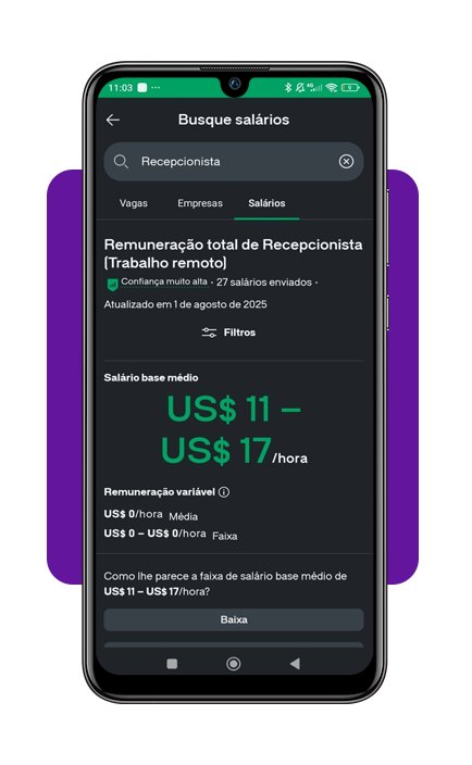 Aplicativo para pesquisar vagas e salário de recepcionista 5 Salário de recepcionista