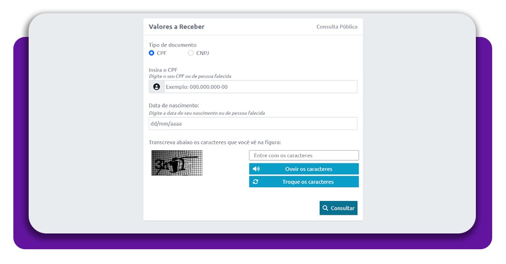 Saldos esquecidos no CPF