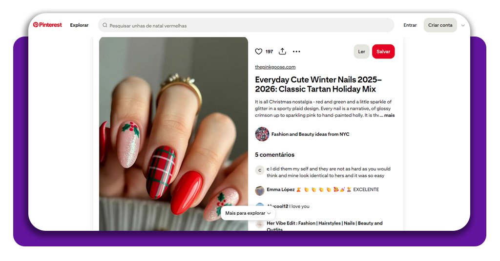 Unhas decoradas para o Natal