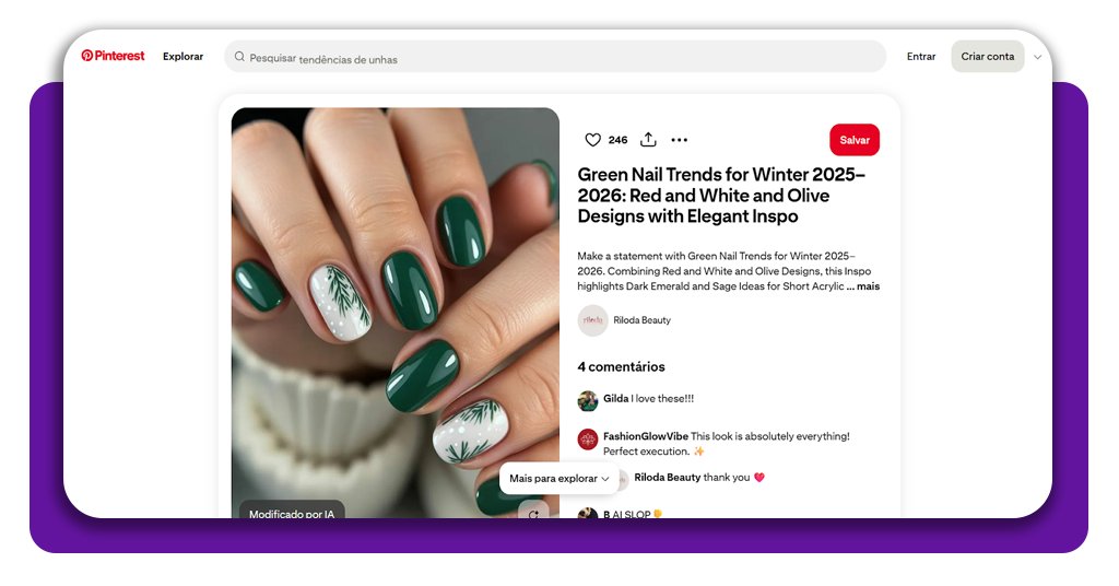 Unhas decoradas para o Natal
