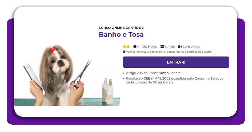 Curso de banho e tosa