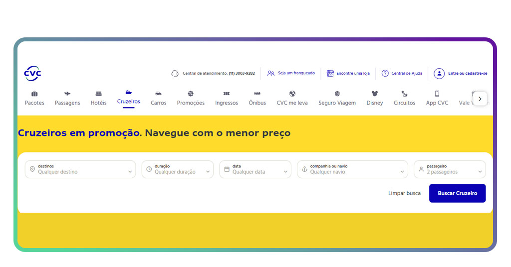 Viagem de cruzeiro em promoção