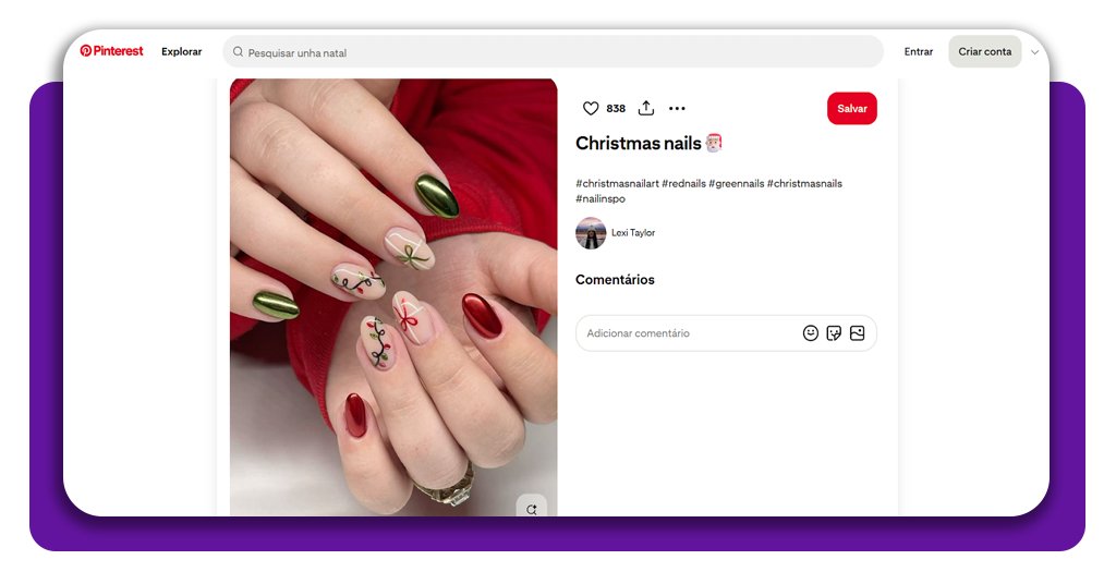 Unhas decoradas para o Natal