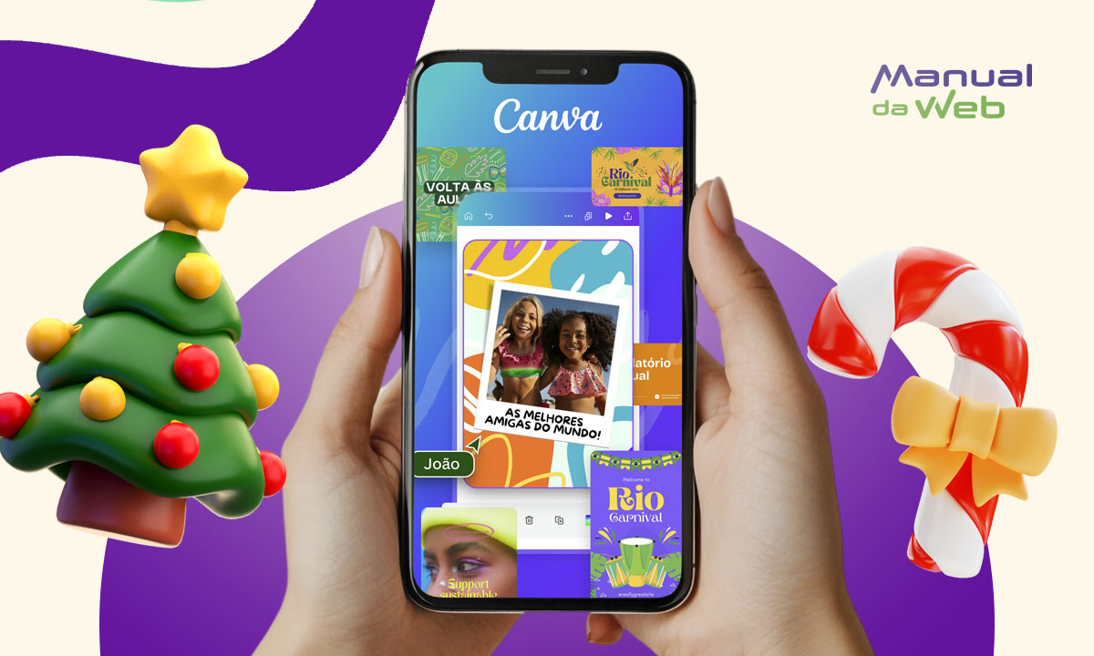 Monte mensagens de Natal e Ano-Novo com foto e música no celular