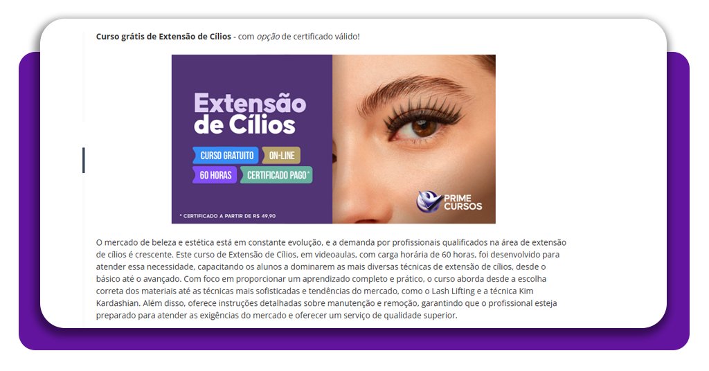 Curso de extensão de cílios online e gratuito 4 Extensão de cílios