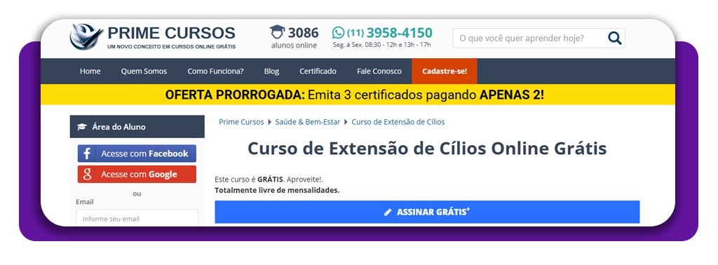 Curso de extensão de cílios online e gratuito 5 Extensão de cílios