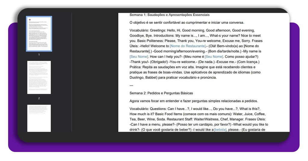 Inglês para garçom