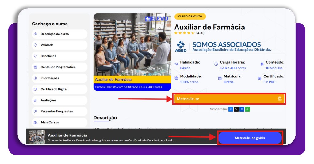 Capacitação gratuita para auxiliar de farmácia