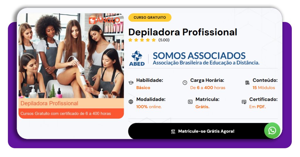 Curso de depiladora profissional com aulas grátis — baixe no celular 1 Depiladora profissional