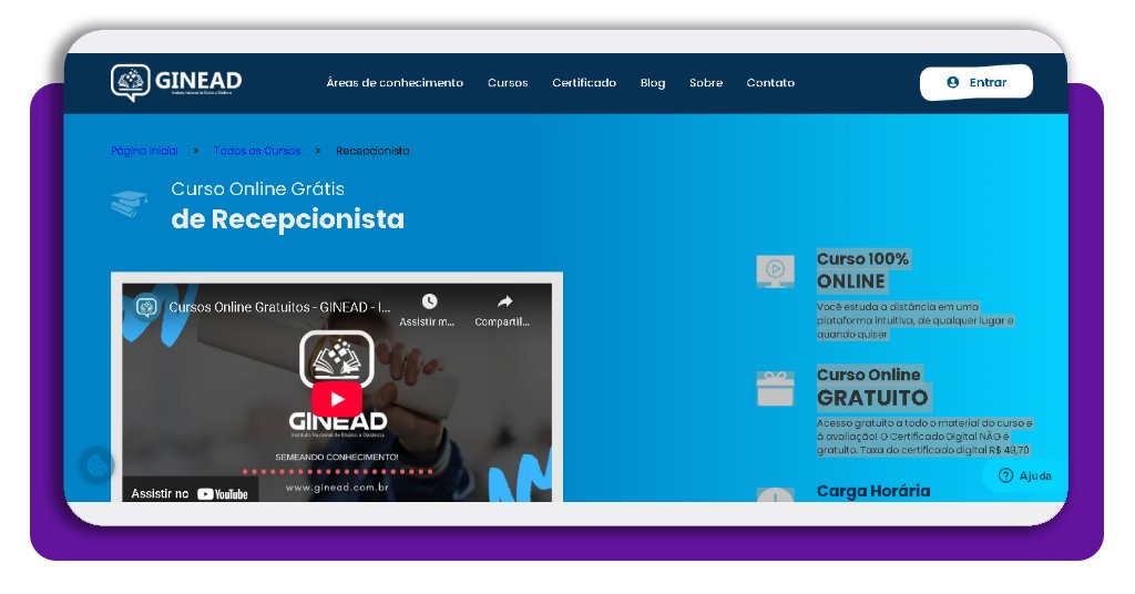 Recepcionista de academia