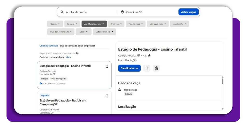 Vagas de auxiliar de creche
