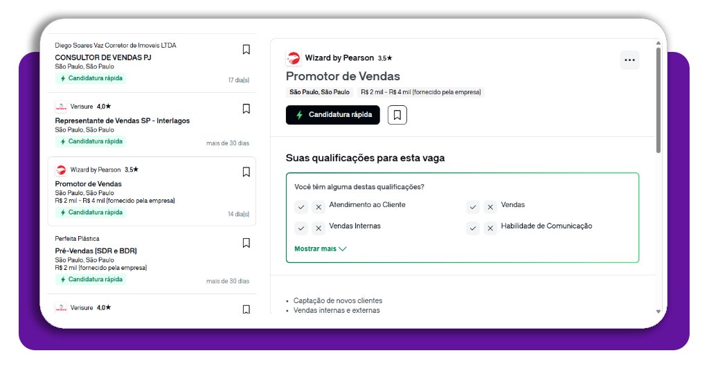 Pesquisar vagas de promotor de vendas