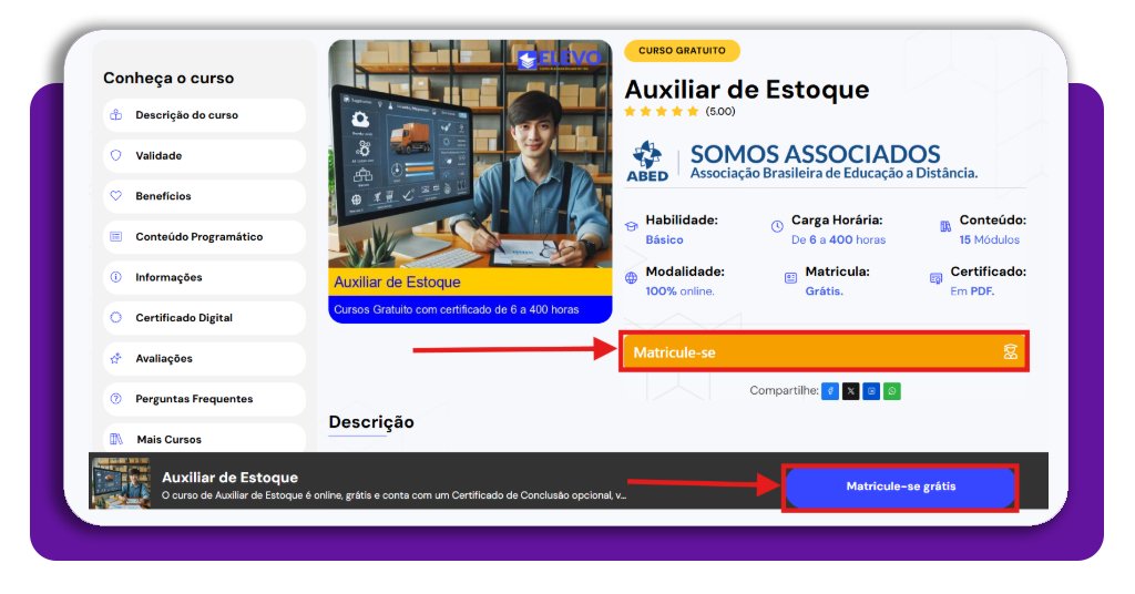 Curso de auxiliar de estoque grátis: como se inscrever online 2 Auxiliar de estoque grátis