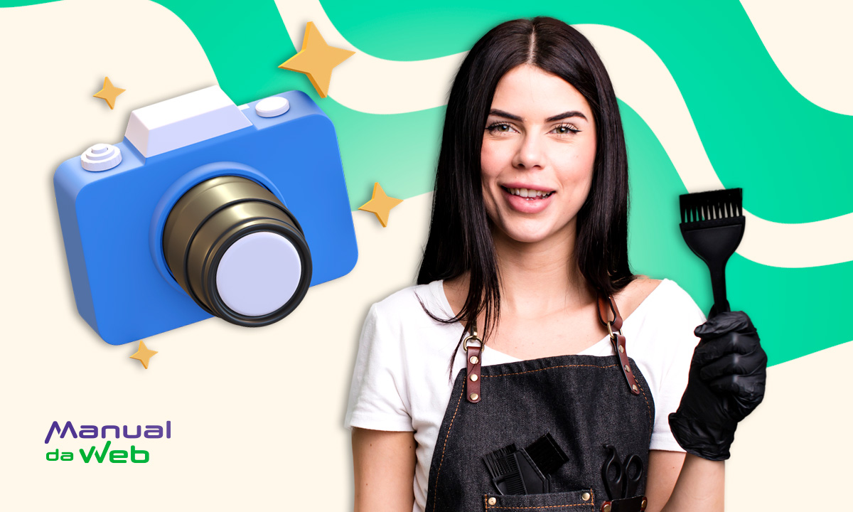 Ensaio fotográfico profissional de cabeleireira para Instagram com IA