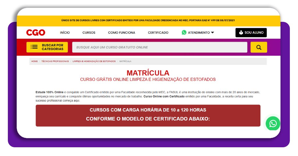 Curso de higienização de estofados