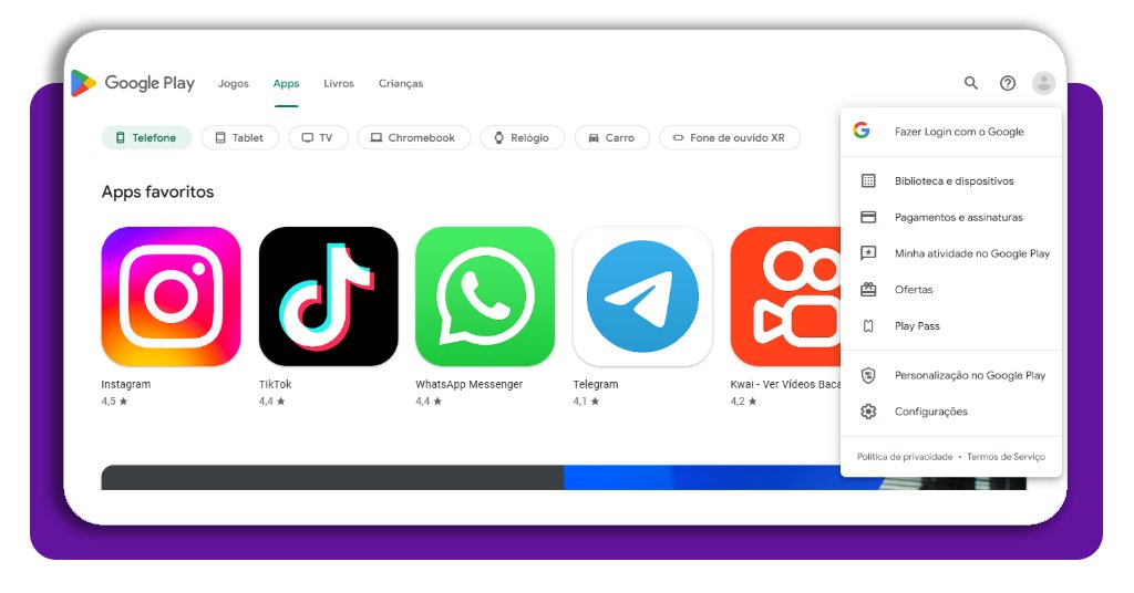 Mudar o país na Google Play Store
