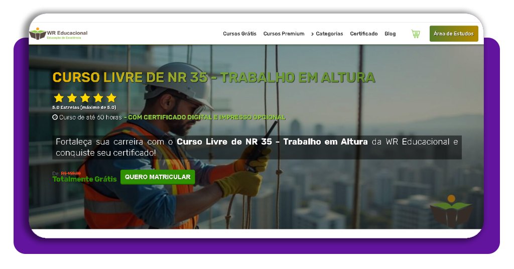 Curso online de NR 35 para trabalho em altura (matricule-se grátis) 1 NR 35 para trabalho em altura