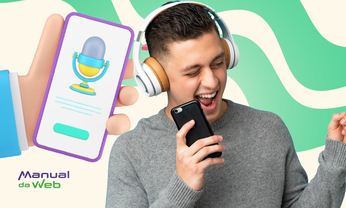 Celular em um microfone