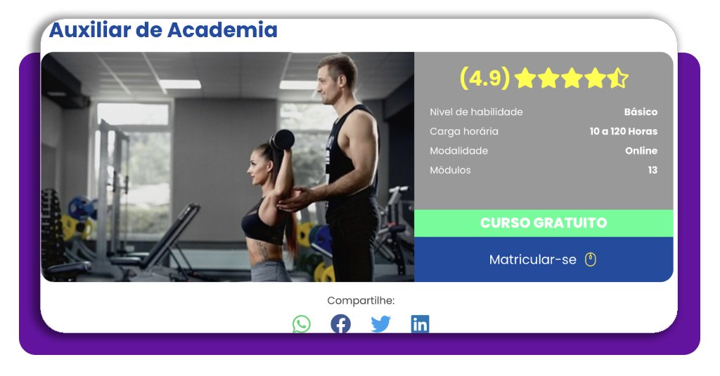 Curso de auxiliar de academia grátis: matricule-se hoje mesmo 2 Curso auxiliar de academia corpo 2