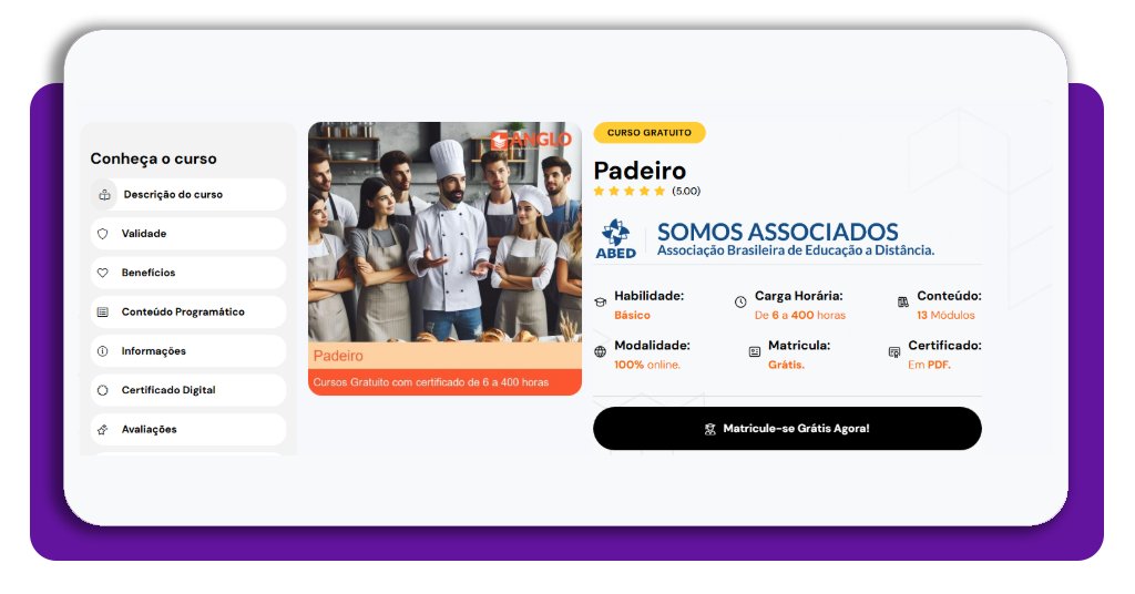 Curso de panificação grátis