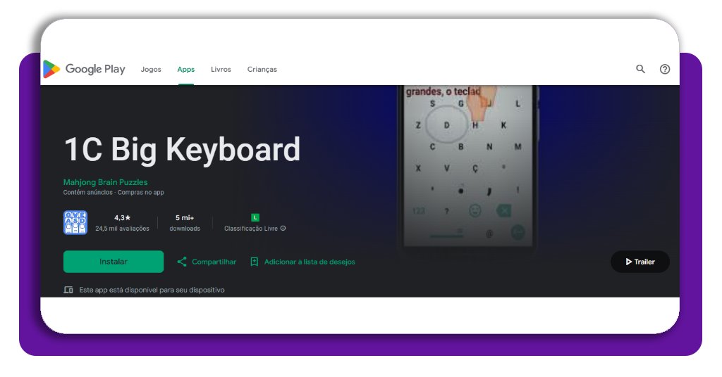 Letras do teclado do celular