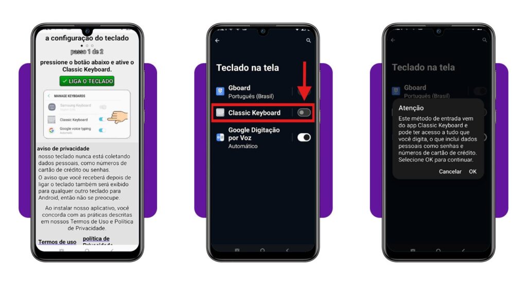 Teclado com letras grandes