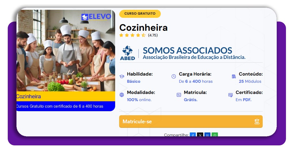 Curso de cozinheira profissional com aulas em vídeo (grátis) 3 11655439305