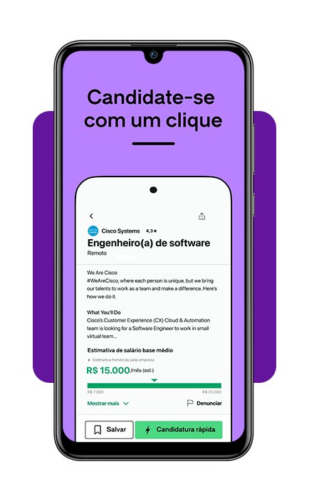 Faça sua candidatura pelo aplicativo, com a alternativa de usar o botão de candidatura rápida para aplicar com o formulário do Indeed