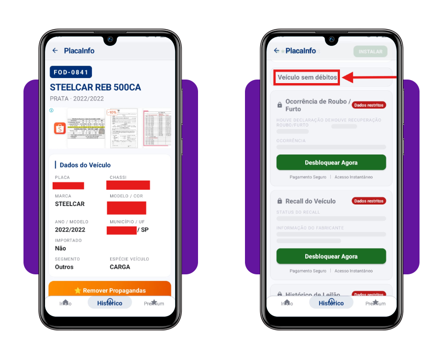 Consultar multa de caminhão pela placa direto do celular 4 Relatório detalhado de multas e débitos exibido pelo app Consulta veículos Placa Multas