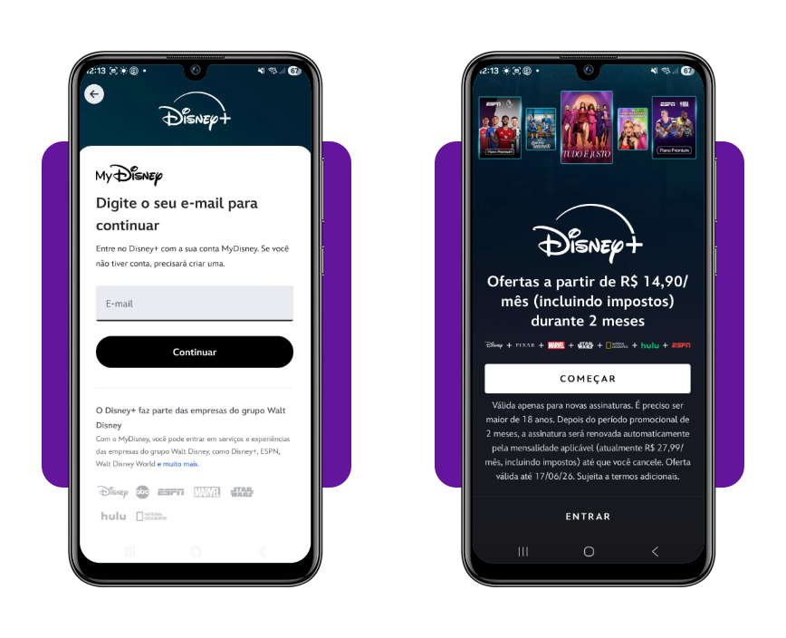 Assista esportes americanos ao vivo no celular e TV — NBA, NFL e mais 2 Passo 1 para criar conta no Disney+ — tela de cadastro com e-mail