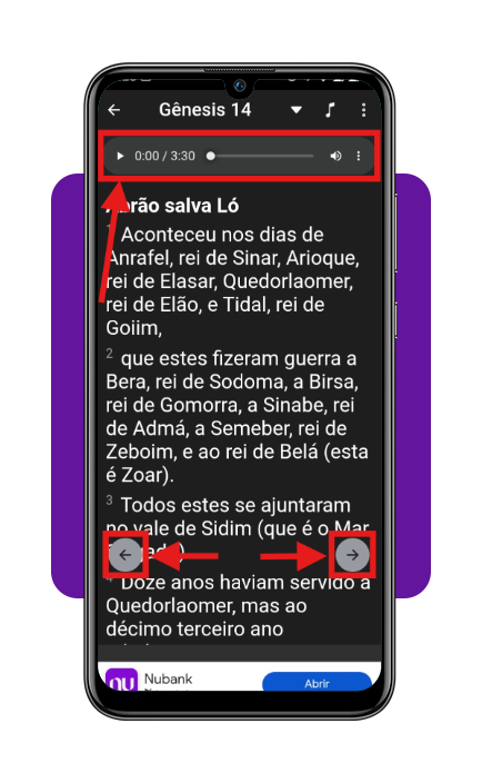 Passo 3 áudio sagrado no app A Bíblia em Áudio e Falada