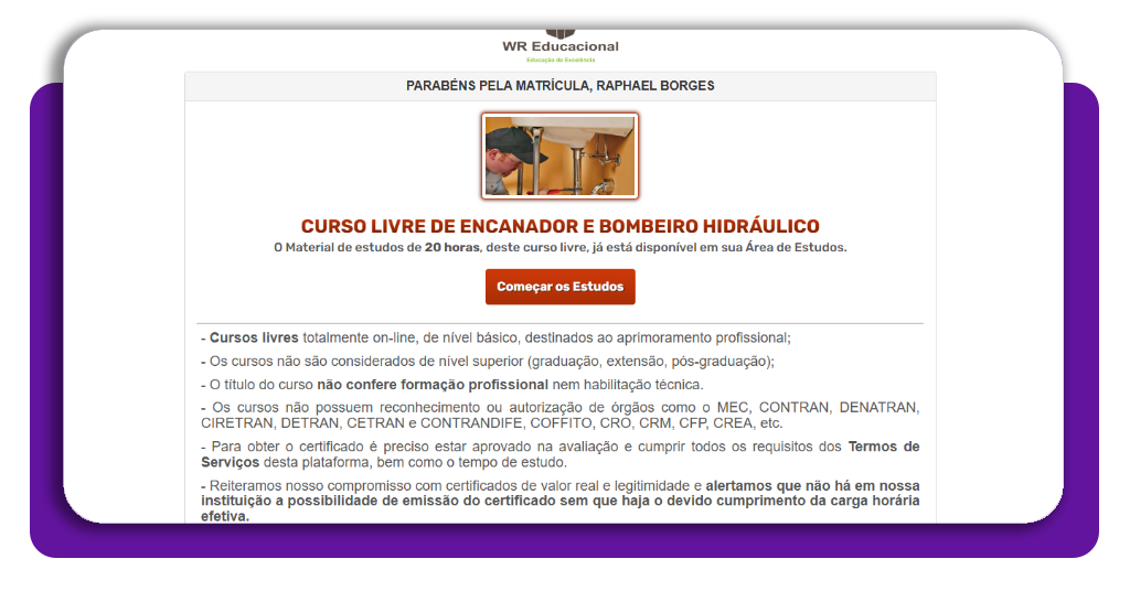 Curso de encanador de emergência certificado para trabalhar 3 Aulas do curso de encanador de emergência disponíveis na plataforma
