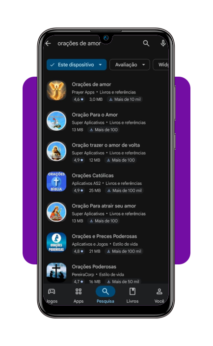 Aplicativo com lindas orações de amor para compartilhar com quem ama 2 Passo 1 para baixar o app Orações de Amor
