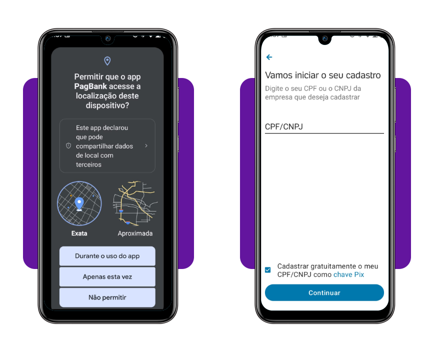 App para solicitar cartão de crédito para negativado sem anuidade 2 Tela de cadastro no app PagBank