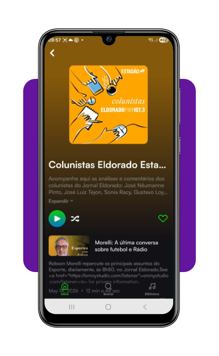 Player de podcast no eSound Music